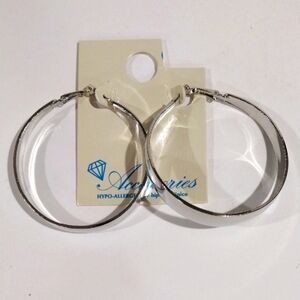 Polished Silver tone Big Bold Chunky Hoop Earrings - Women's Fashion Jewelry